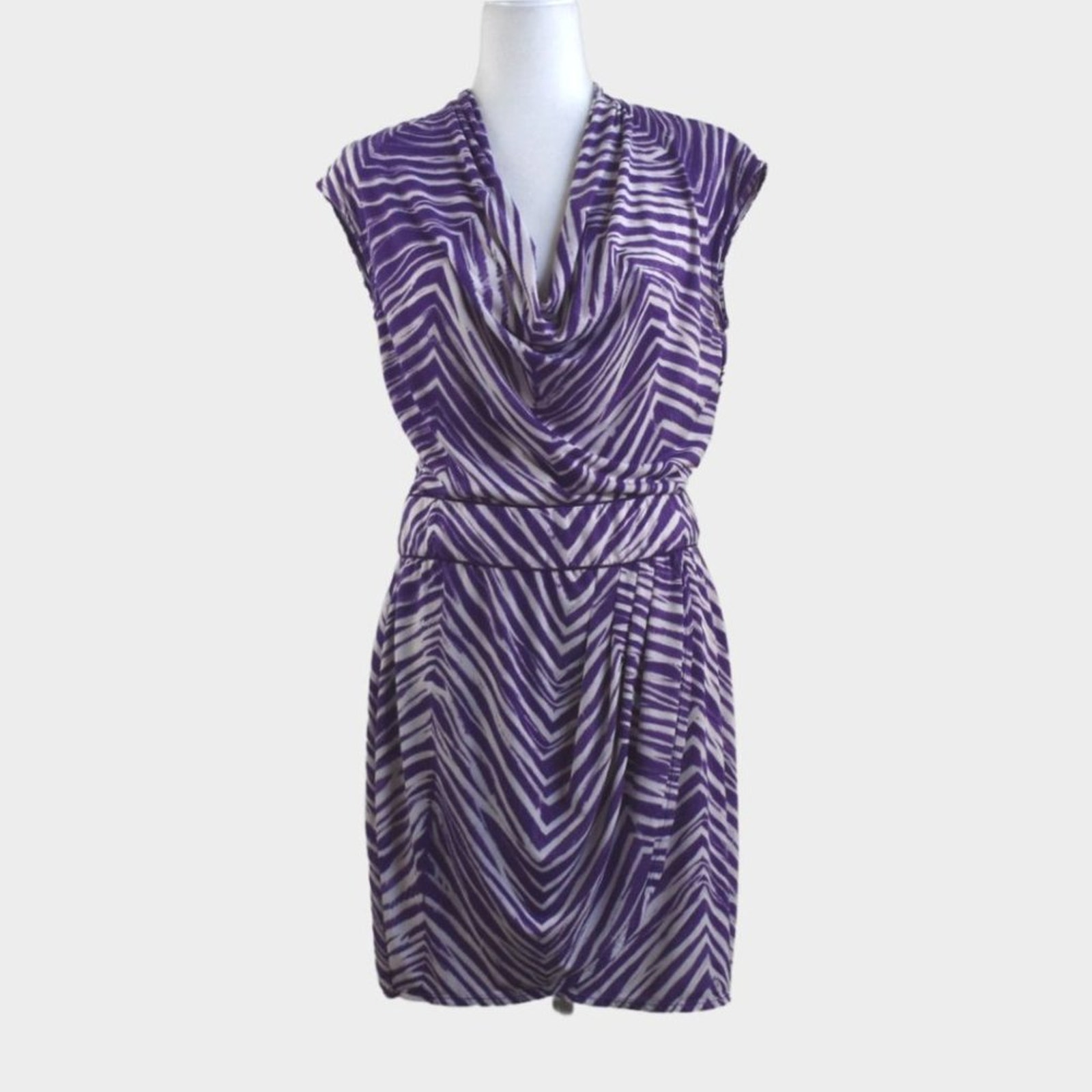 Bcbgmaxazria Women's Animal Print Mini Cowl Neck Dress Size M